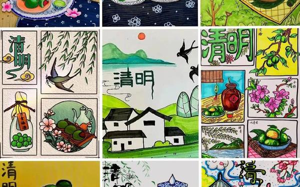 关于清明节的画、清明节绘画图片大全