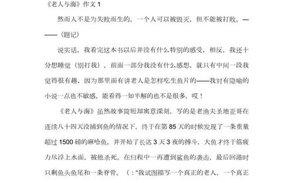 《老人与海》400字读后感_《丑小鸭》读后感300字作文