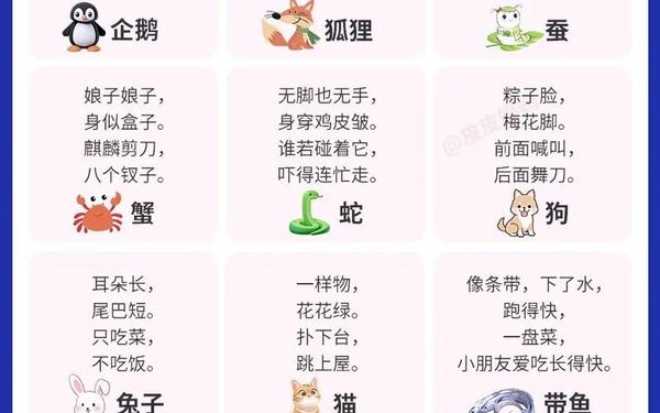 儿童谜语大全3到6岁;谜语大全3~6岁