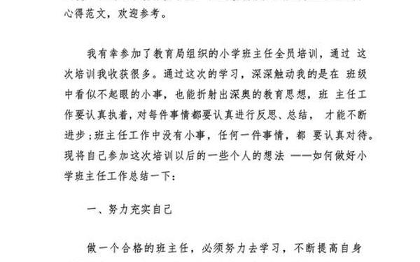 教师培训心得体会总结(最精辟的班主任带班理念)