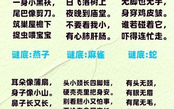 儿童谜语大全100个—猜谜语大全
