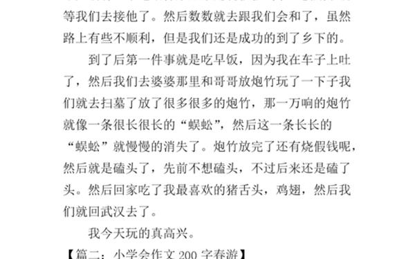 春游作文200字-春游口语交际200字