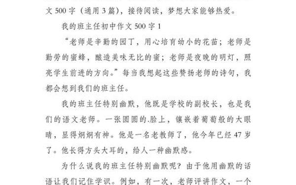 我的老师作文500字初一—我的老师作文初中500