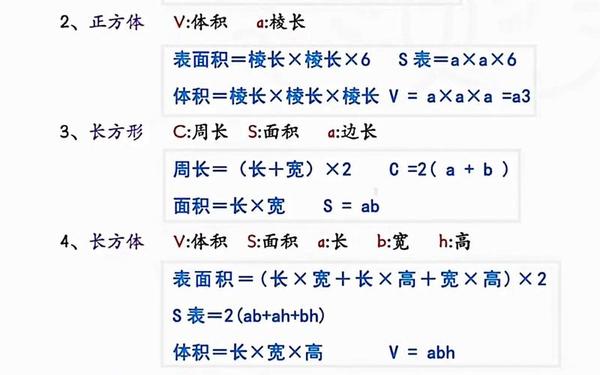 四年级上册必背公式北师大版(四年级必背公式上册)