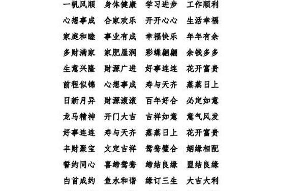 祝福的成语 四字吉言大全