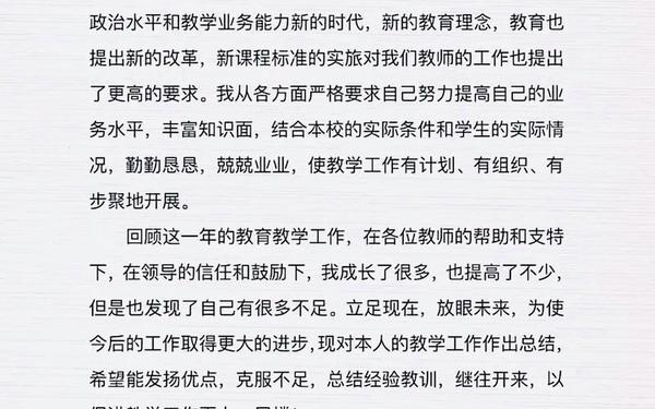 教师个人工作总结600字(教师工作小结)
