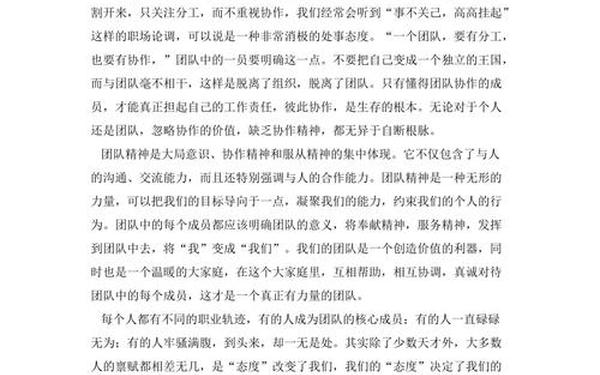 团队精神读后感、团队精神感悟总结