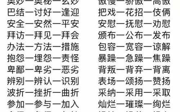 反义词成语大全—四字成语近义词20个