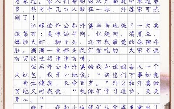 中国传统节日300字作文、难忘的春节350字