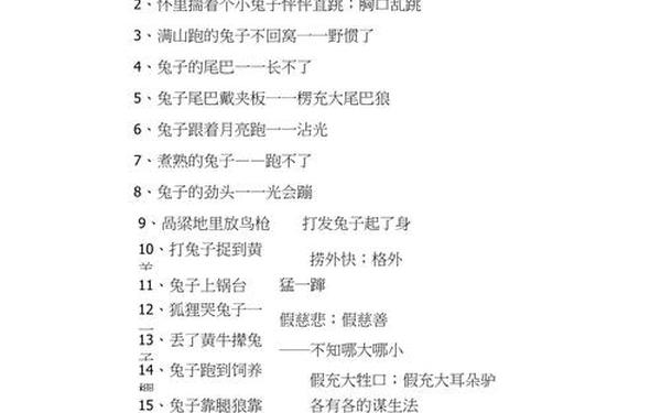 兔的歇后语、关于兔的俗语有哪些