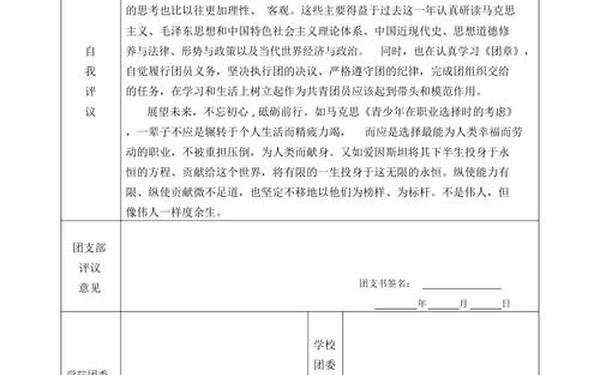 团员教育评议表个人总结;团员评议个人总结500字