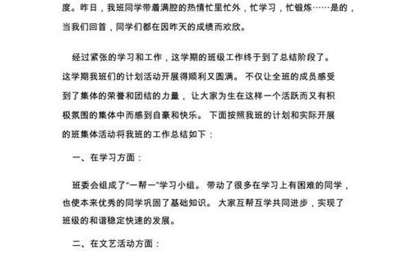 班干部总结;班干总结报告100字
