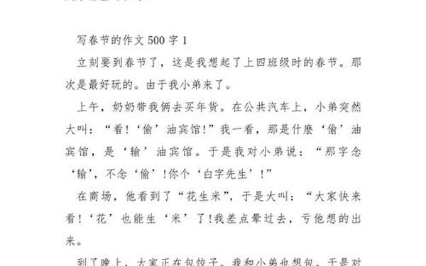 春节作文500字最佳,《春节》的作文