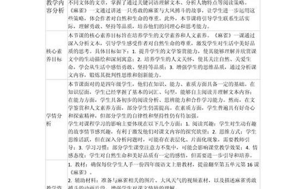 人教版四年级上册语文教案;四年级上册全册免费教案