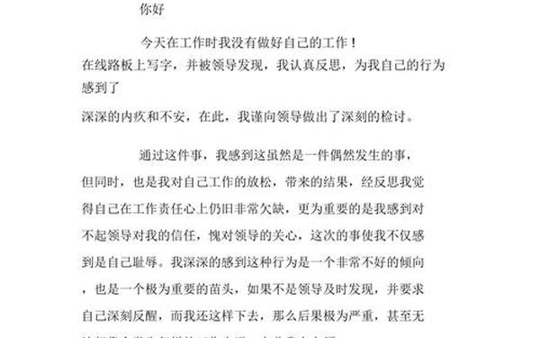 工作检查书范文、个人工作犯错检讨书