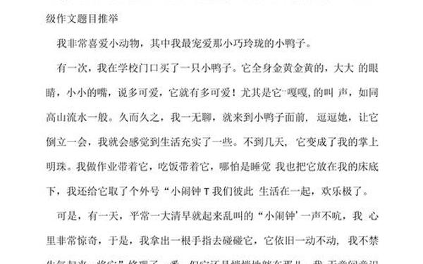 小学四年级作文题目大全文库—小学必写文题目100个