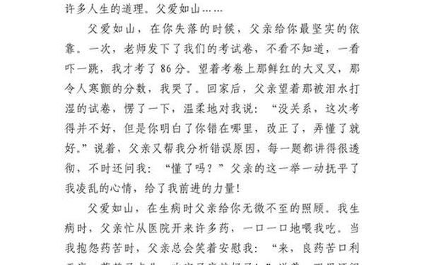 关于父爱的作文600字、父爱满分作文初中600