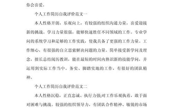 工作评价范文 工作评价简短30字