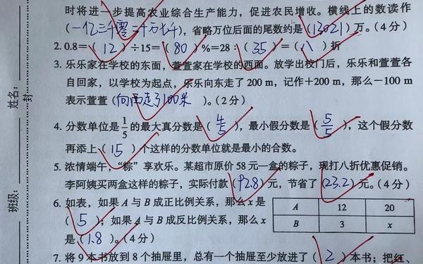 小学六年级数学试卷免费;六年级下册数学真题卷