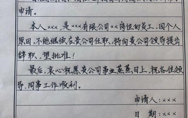 个人离职申请-离职申请 30字