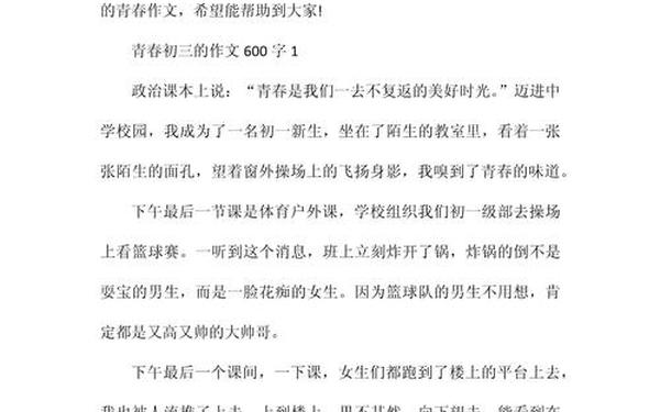 关于初三的作文、作文《青春》600字