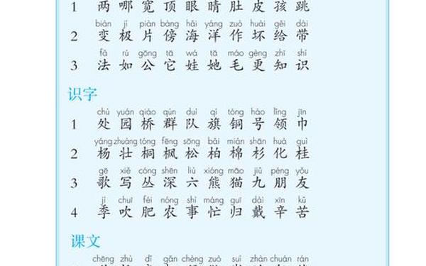 二年级语文上册全部课文,二年级上册的所有课文