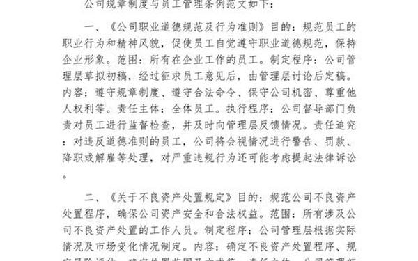 公司管理制度有哪些、公司规章制度与员工管理条例