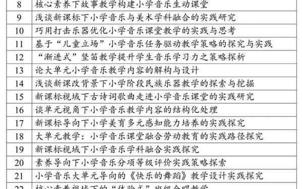 小学音乐教育教学论文;小学音乐论文题目推荐大全