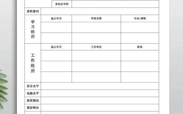 免费的个人简历电子版—空白word个人简历