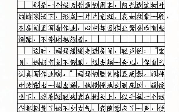 妈妈我想对你说作文450字 作文《那一刻,我长大了》550字