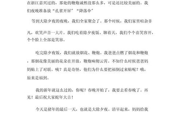 新年的作文;过年作文300字三年级