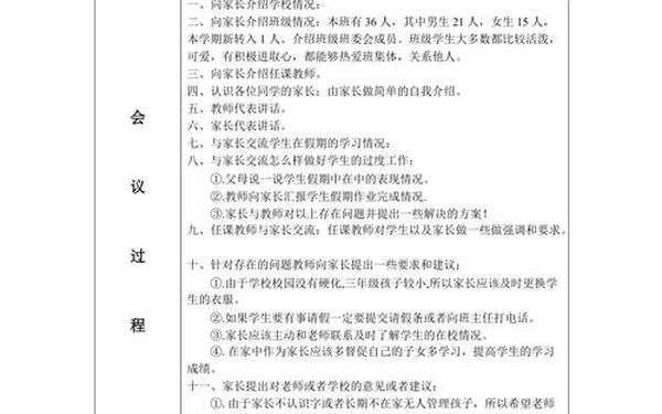 家长会记录;家长会记录10条简短