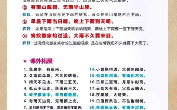 小学生天气谚语大全,小学俗语100条 小学生天气谚语大全,小学俗语100条