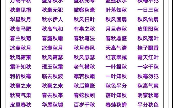 关于描写秋天的词语—秋天的四字成语