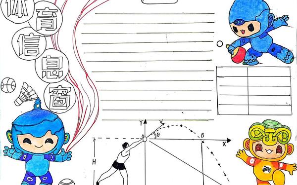 运动中的数学手抄报简单又漂亮—运动会小报模板简笔画
