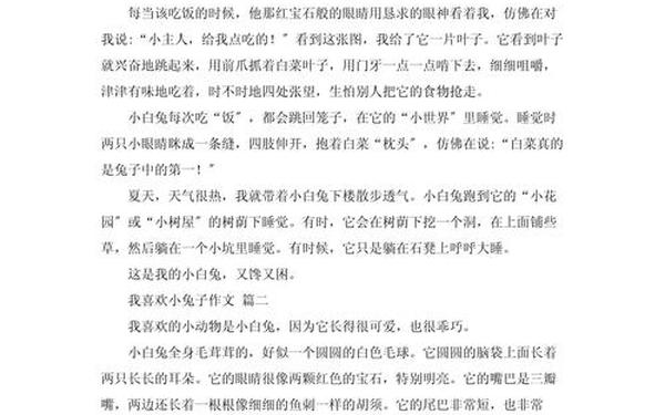 我喜欢的动物作文(我最喜欢的小白兔)