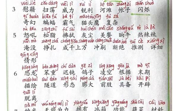 四年级下册语文词语表 四年级下册的词语表图片