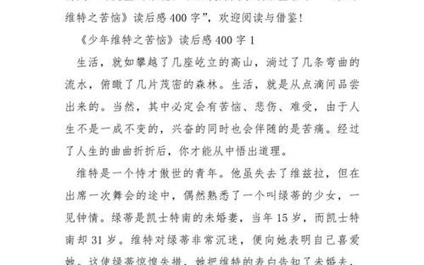 少年维特之烦恼读后感(少年维特之烦恼经典语录)