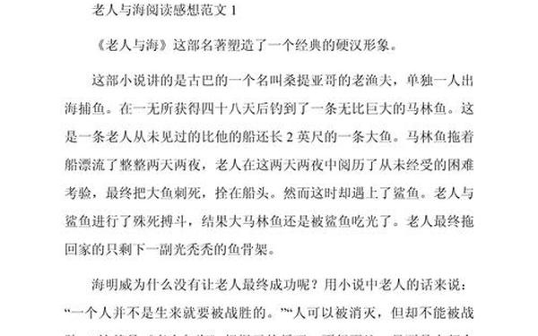 好书读后感 《老人与海》读后感