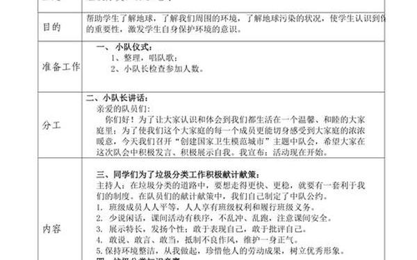 少先队中队活动方案;少先队中队活动基本流程 少先队中队活动方案;少先队中队活动基本流程