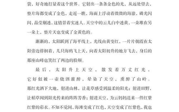 三年级作文日记300字,三年级作文《日出》