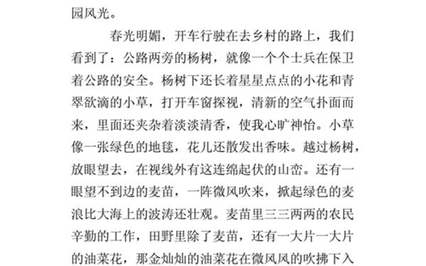 家乡的风景作文400字 乡村作文400字四年级下册