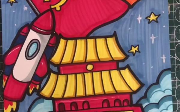 一二三年级画红色主题绘画-1～2年级红色绘画图片