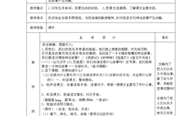 女娲造人教案—女娲补天优秀教学设计 女娲造人教案—女娲补天优秀教学设计