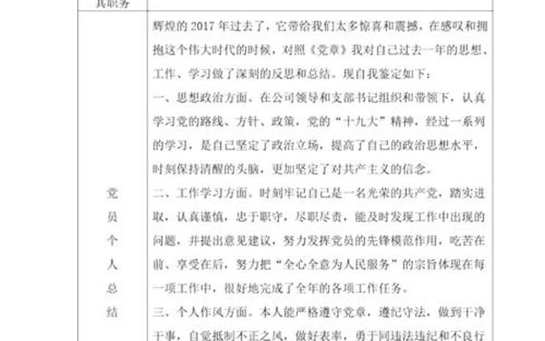 党员个人评议_党员个人自评情况