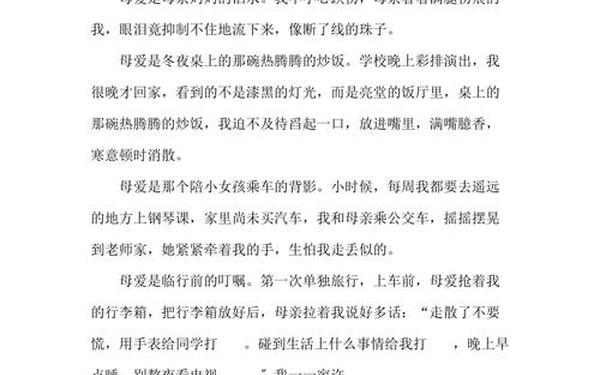 伟大的母爱作文600字(母爱的满分作文600)
