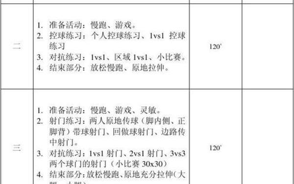 小学足球训练计划—足球教学进度计划表