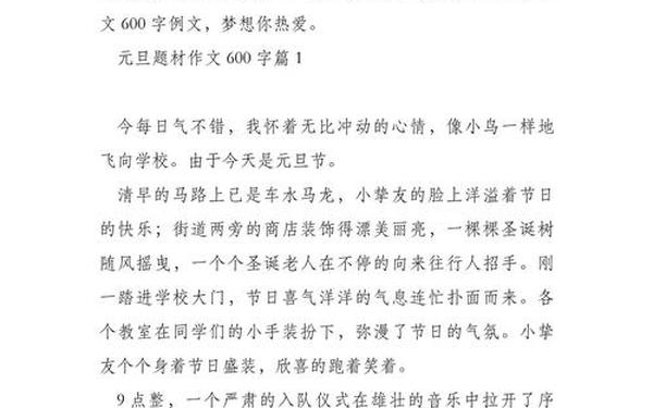 关于元旦作文;元旦作文600