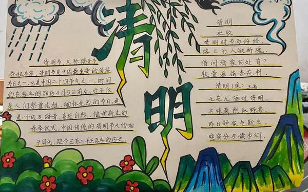 清明节手抄报内容简短50字,清明节主题班会图片
