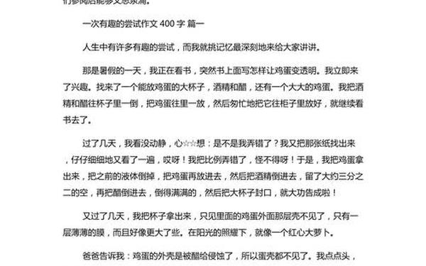 尝试作文400字、作文《尝试》